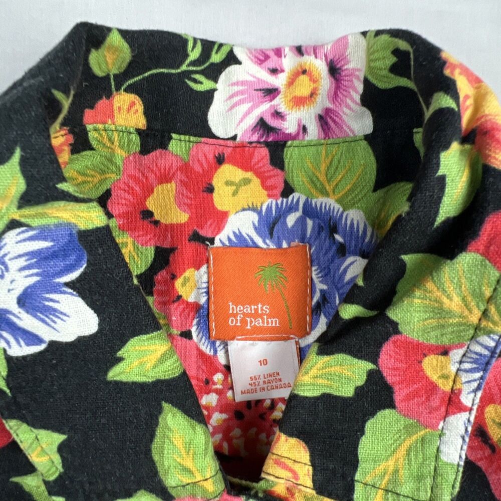 Vintage Heart of Palms Grandma Floral Matching Set Linen Blend Size 10 - Picture 8 of 10